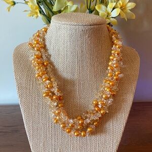Golden Orange Freshwater Pearl/Citrine Necklace